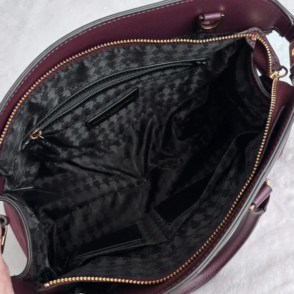 KARL LAGERFELD Simone Suede Leather Top Handle Raisin Satchel Crossbody--NWT - Picture 11 of 16